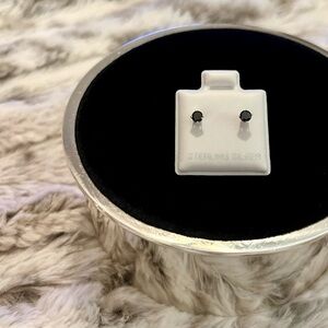 Sterling Silver 925 Small Black Post Back Stud Earrings